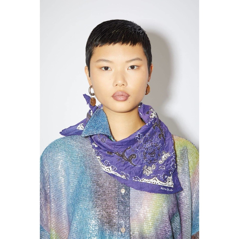 Acne Studios PAISLEY SCARF Blue/white - Picture 2 of 4